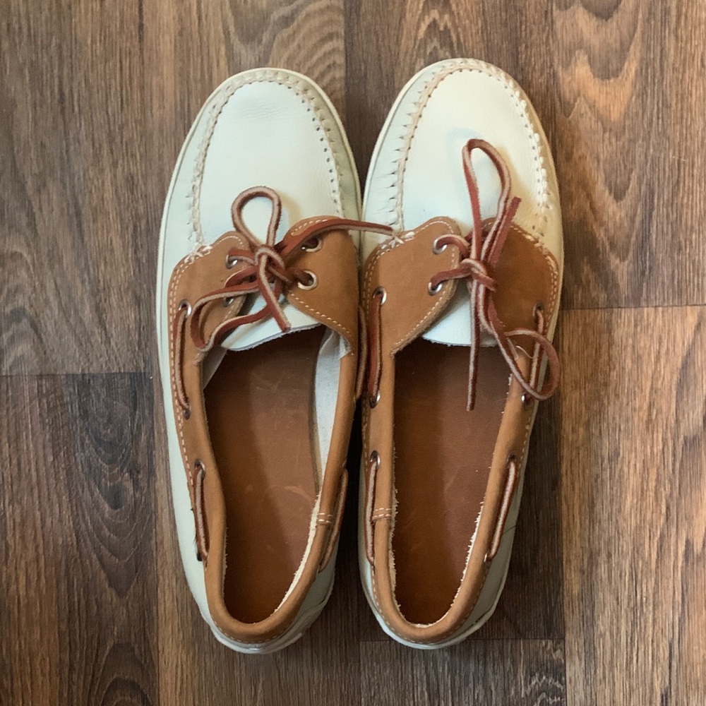 Men's Cream and Brown Boat Shoes